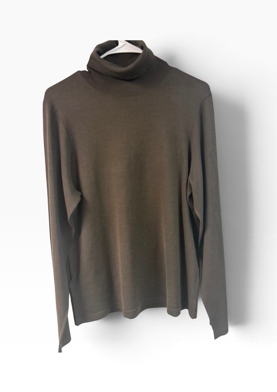 Ann Taylor Brown Silk Blend Turtleneck Sweater Size XL Quiet Luxury